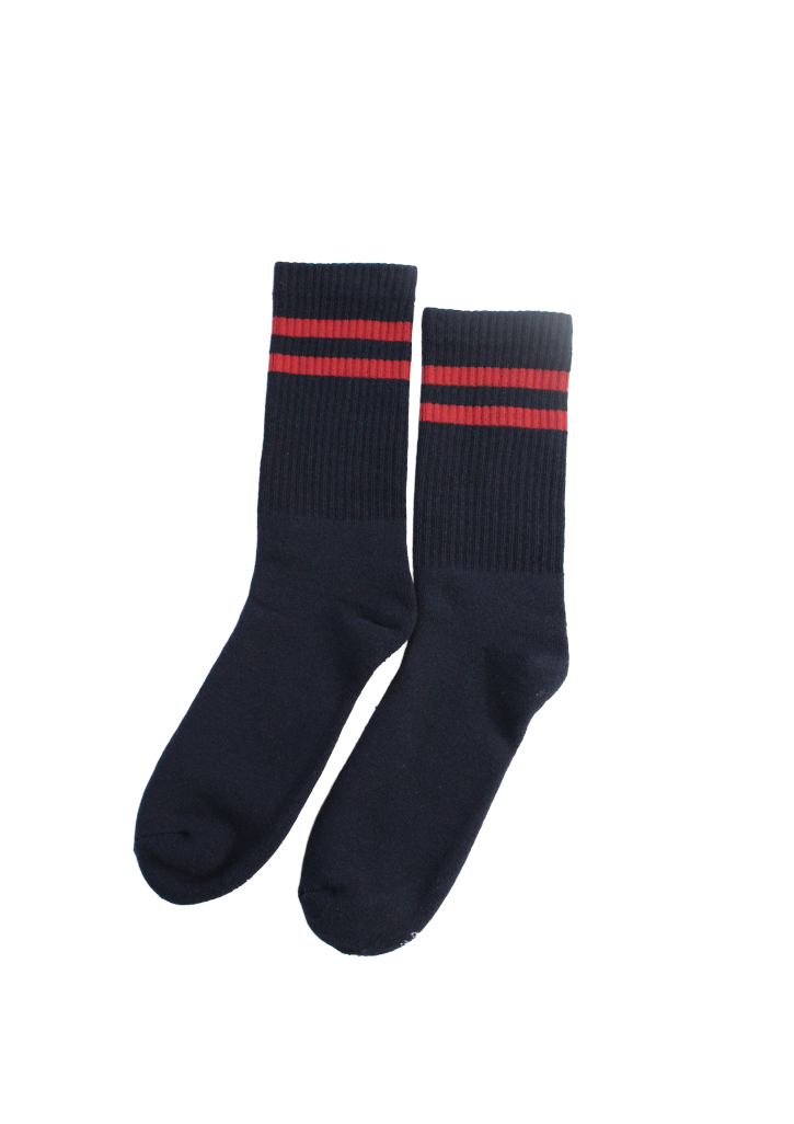 Belmont Intermediate Crew Socks [2 Pack] Navy/Red
